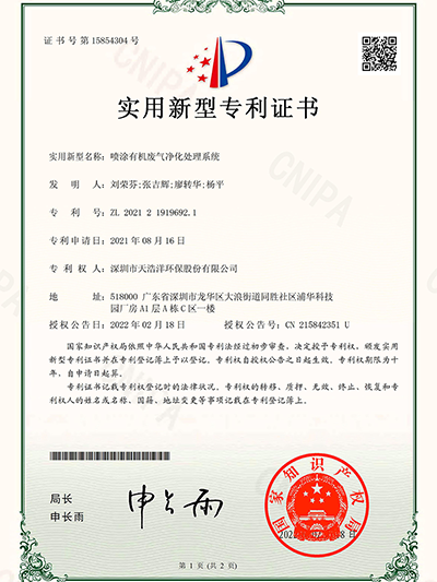 噴塗有機廢氣淨化處理係統