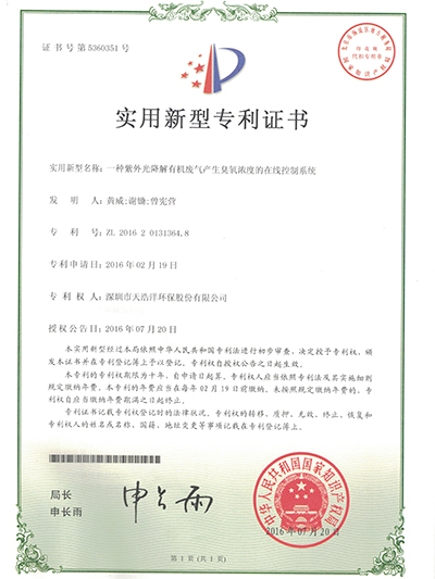 紫外光降解控製係統（tǒng）專利
